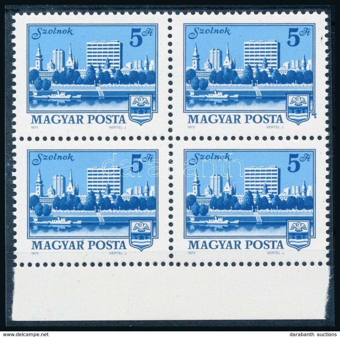 ** 1975 Szolnok 5Ft ívszéli Négyestömb Benne Repülő Madár Tévnyomat / Mi 3025 Margin Block Of 4 With Plate Variety - Autres & Non Classés