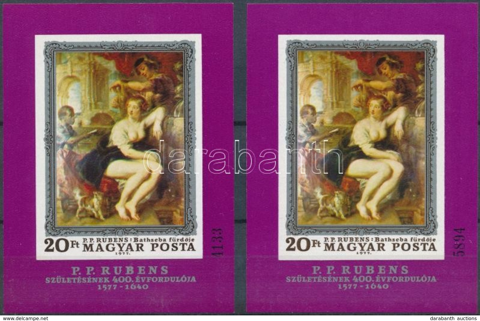 ** 1977 Festmény XVII. 2 Db Vágott Blokk (19.000) / 2 X Mi 123 Imperforate Blocks - Other & Unclassified