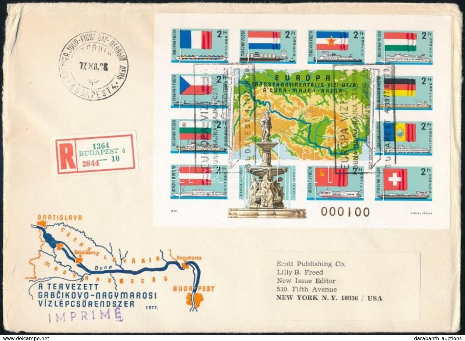 1977 Duna-Majna-Rajna Vágott Blokk Ajánlott FDC-n (25.000) / Mi 128 Imperforate Block On Registered FDC - Autres & Non Classés