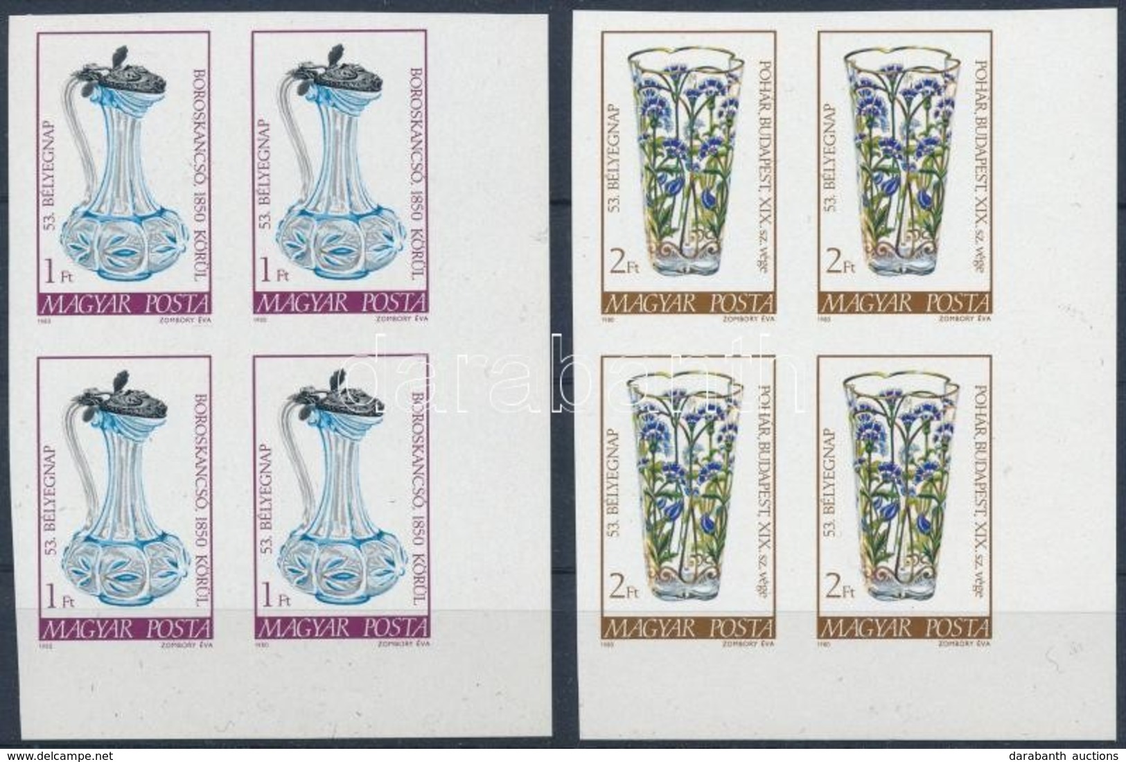 ** 1980 Bélyegnap Vágott Sor ívsarki Négyestömbökben (16.000) / Mi 3445-3447 Imperforate Corner Blocks Of 4 - Sonstige & Ohne Zuordnung