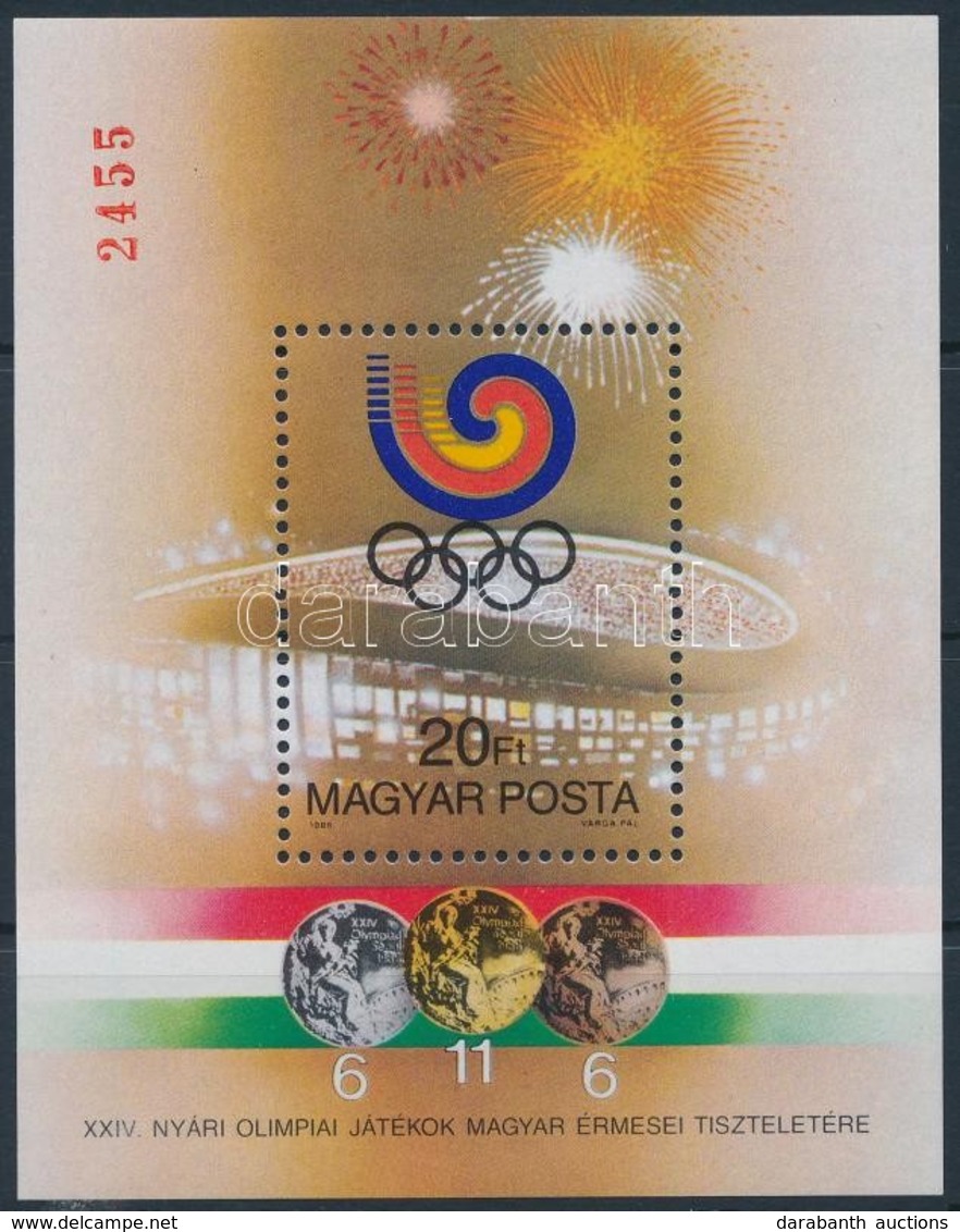** 1988 Olimpiai érmesek V. Ajándék Blokk (15.000) / Mi Block 201 Present Of The Post - Autres & Non Classés