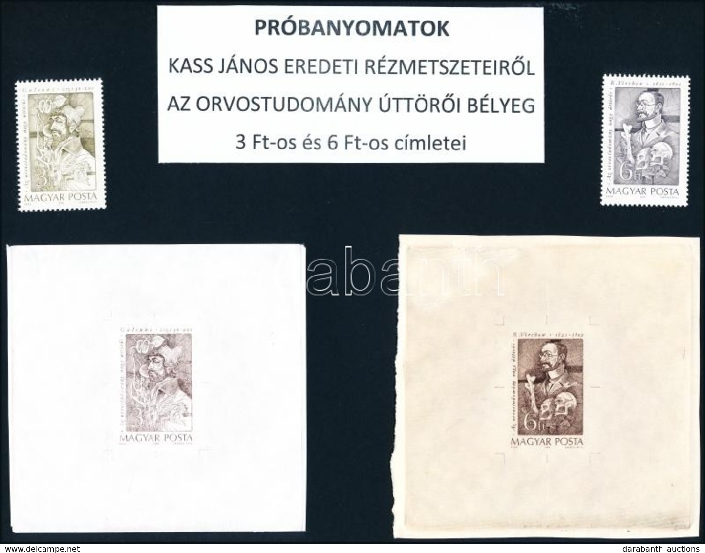 1989 Az Orvostudomány úttörői 4 Különféle Egyképes Próbanyomat Kass János Rézkarcairól / Mi 4060-4063 4 Different Proofs - Other & Unclassified