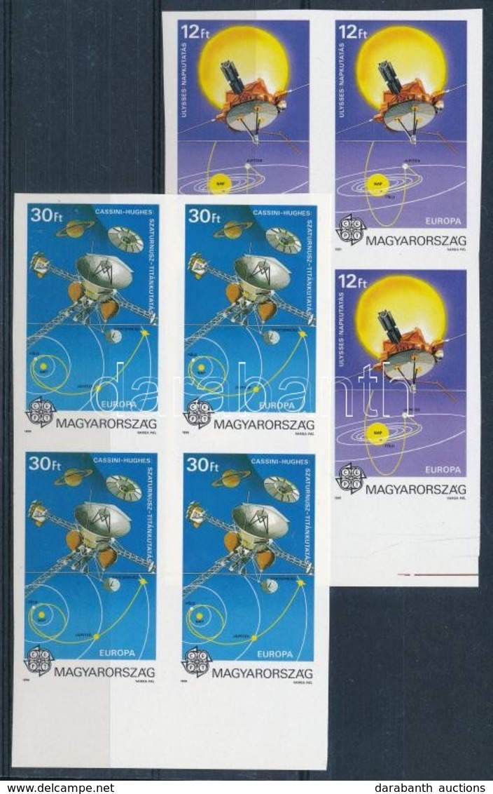 ** 1991 Európa Az űrben Vágott Sor ívszéli Négyestömbökben (28.000) / Mi 4133-4134 Imperforate Margin Blocks Of 4 - Sonstige & Ohne Zuordnung