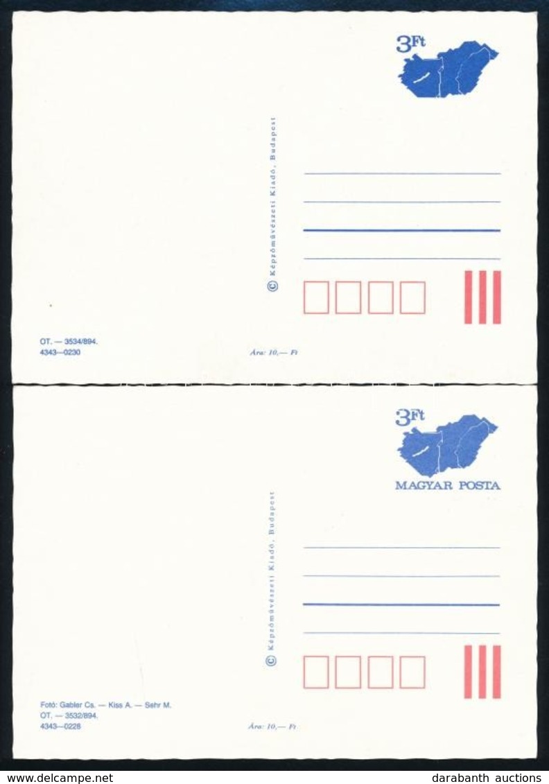 Ca. 1990 Képeslap, A Dunántúl Alsó Része Teljesen Egyenes Tévnyomattal + Támpéldány / PS-card With Plate Variety - Sonstige & Ohne Zuordnung