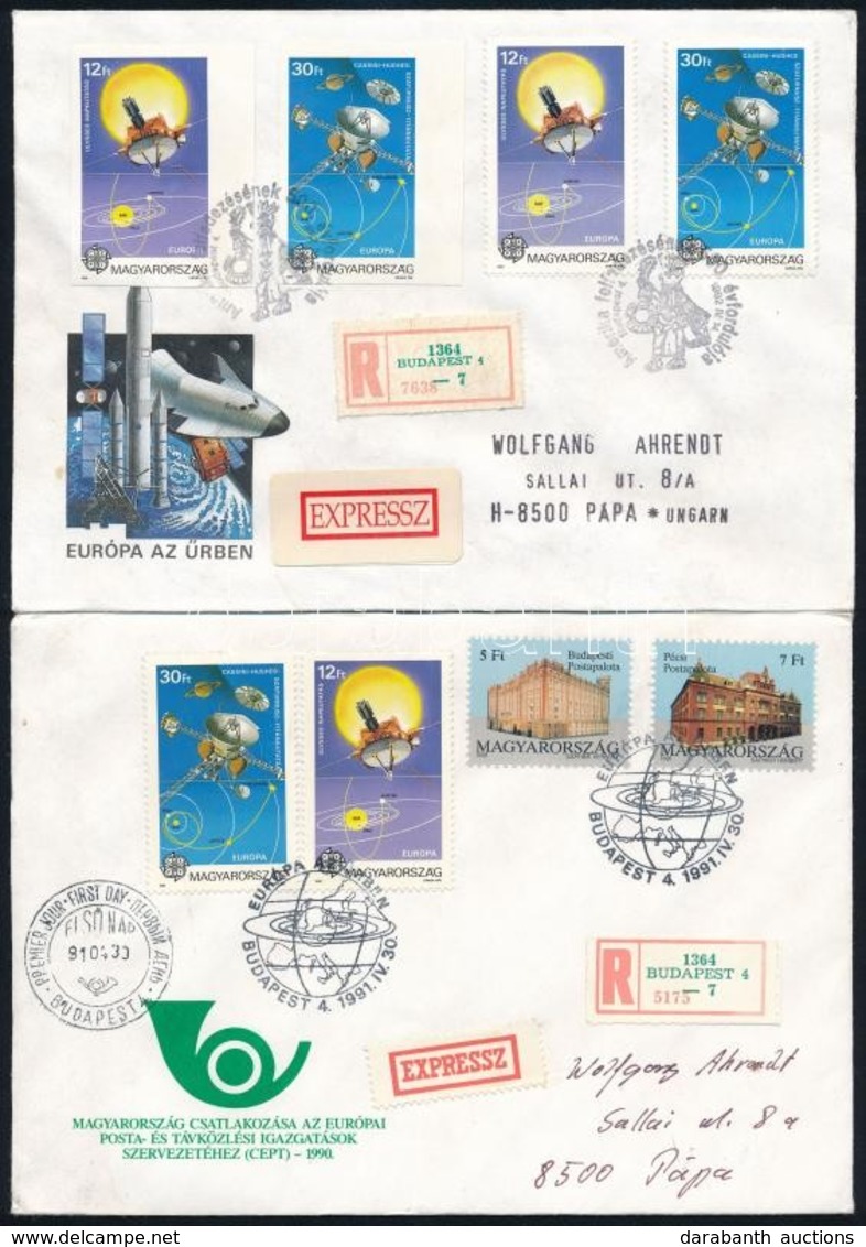 1991-2000 Europa CEPT 3 Klf Levél, Közte 2 Db Vágott Sor (17.800) / Europa CEPT 3 Covers, 2 With Imperforate Sets - Sonstige & Ohne Zuordnung