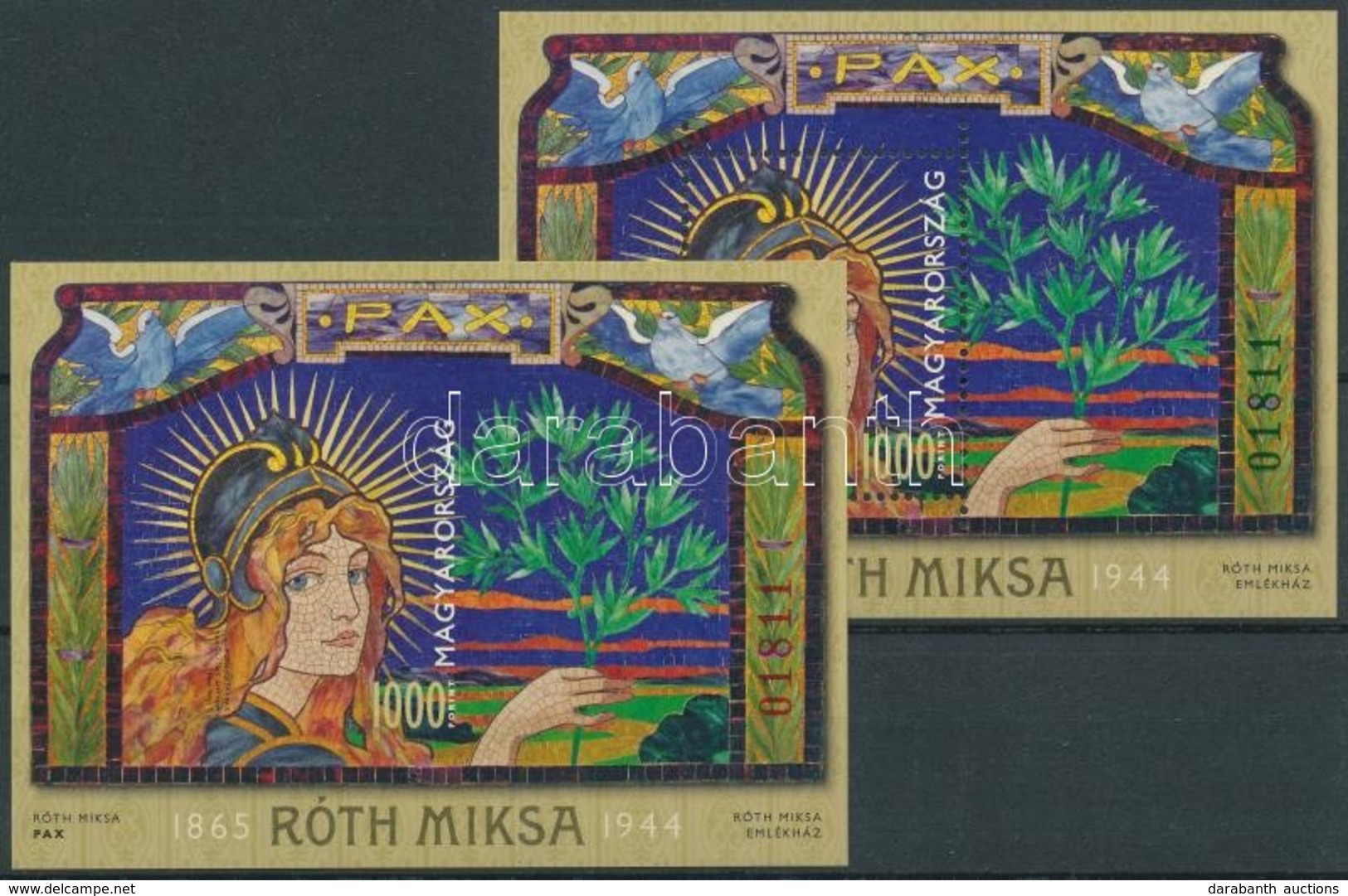 ** 2015 Róth Miksa Blokkpár Azonos Sorszámmal (23.000) / Mi Block 380 Perforated + Imperforate - Sonstige & Ohne Zuordnung