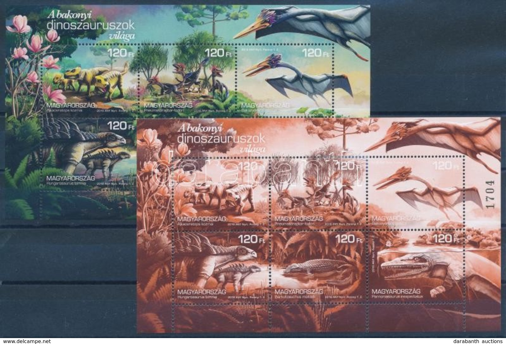 ** 2018 A Bakonyi Dinoszauruszok Normál és Egyszínű Blokk / Block In 2 Varieties - Sonstige & Ohne Zuordnung