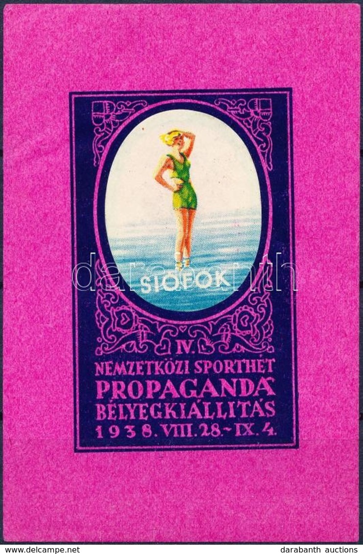 ** 1938/5b Siófoki IV. Nemzetközi Sporthét Propaganda Bélyegkiállítás Piros Emlékív / Souvenir Sheet - Sonstige & Ohne Zuordnung