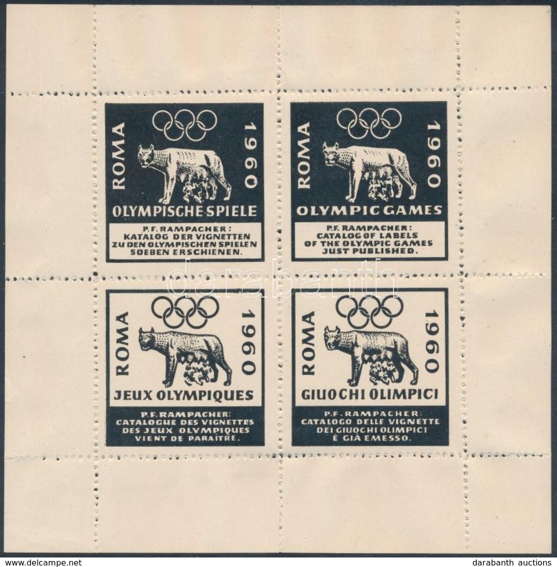 ** 1960 Római Olimpia Emlékív / Souvenir Sheet - Autres & Non Classés