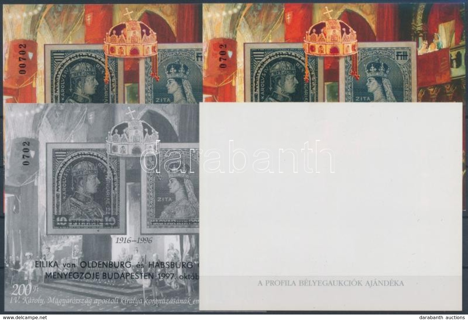 ** 1997/13 Habsburg Esküvő 4 Db-os Emlékív Garnitúra Azonos Sorszámmal (50.000) / Souvenir Sheet Collection With 4 Varie - Sonstige & Ohne Zuordnung