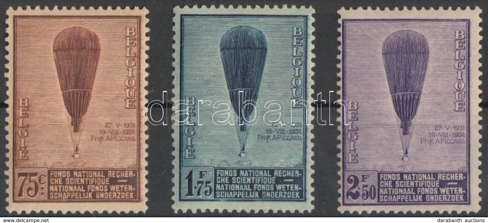 ** 1932 Sztratoszférakutatás, Piccard Ballon Sor Mi 344-346 - Autres & Non Classés