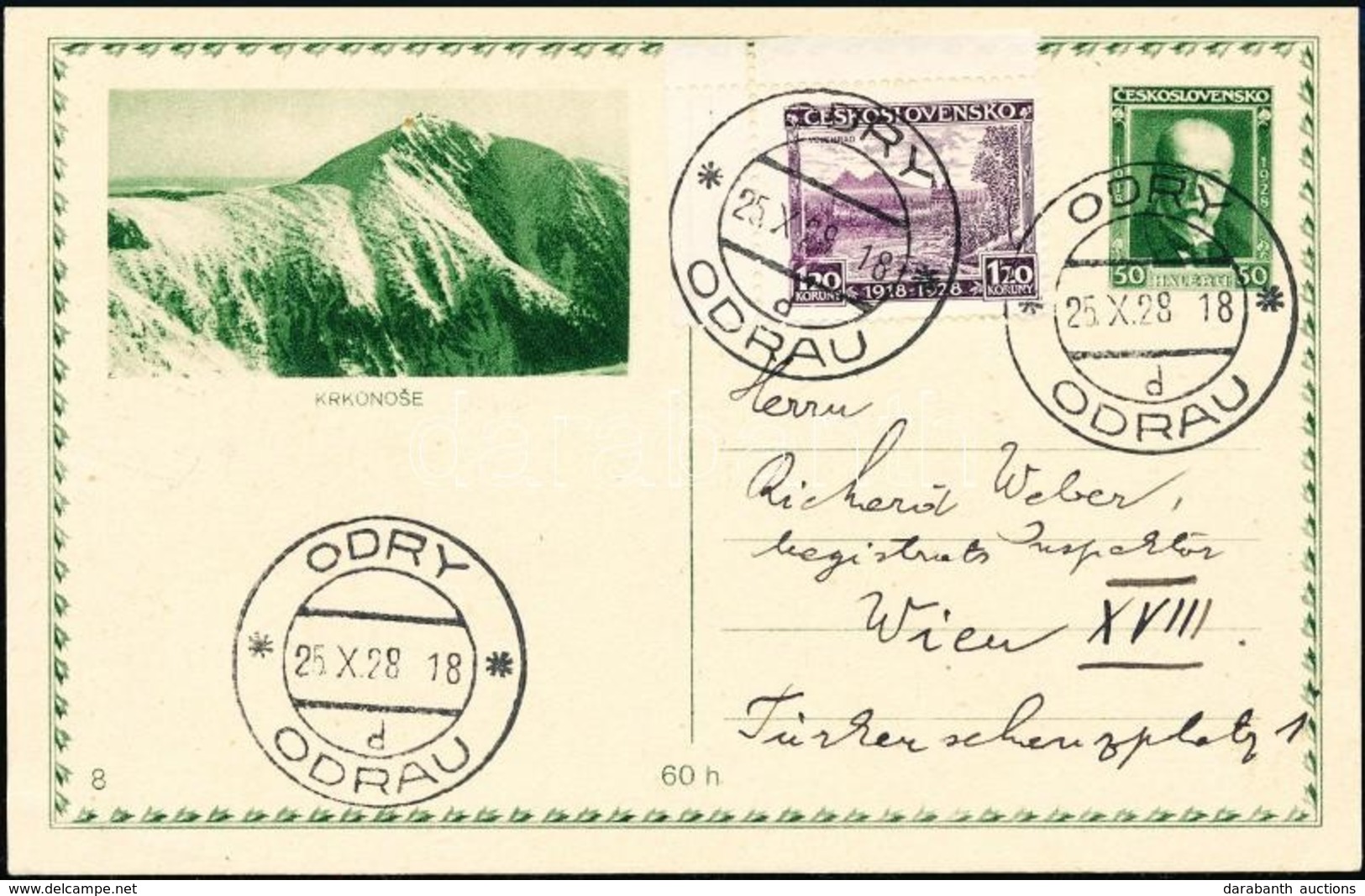 1928 Díjkiegészített  Díjjegyes Levelezőlap Bécsbe / PS-card With Additional Franking To Vienna - Autres & Non Classés