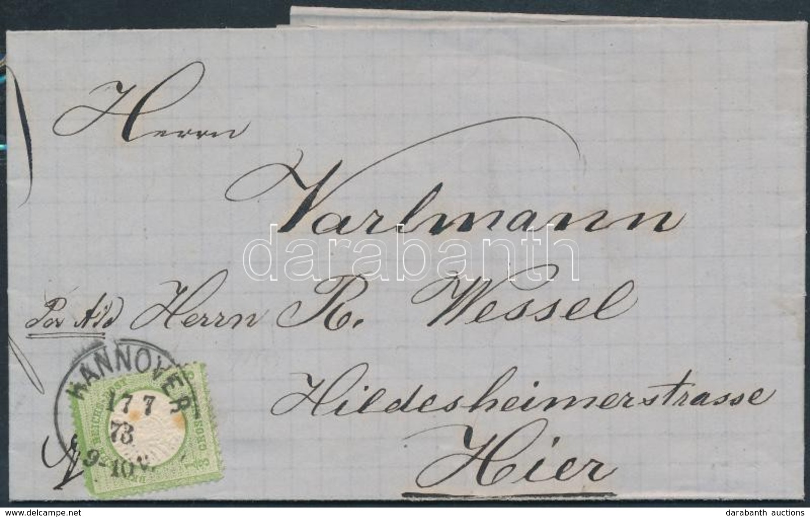 1873 Mi 17a Helyi Levélen / On Local Cover 'HANNOVER'. Certificate: Sommer - Altri & Non Classificati