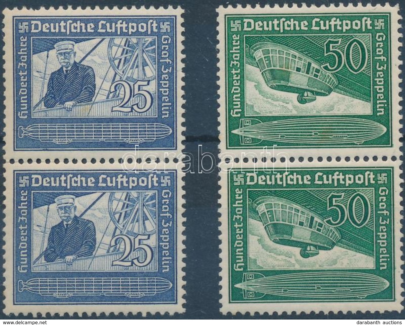 ** 1938 Ferdinand Graf Von Zeppelin Születésének 100. évfordulója 2 Sor Párokban Mi 669-670 - Sonstige & Ohne Zuordnung