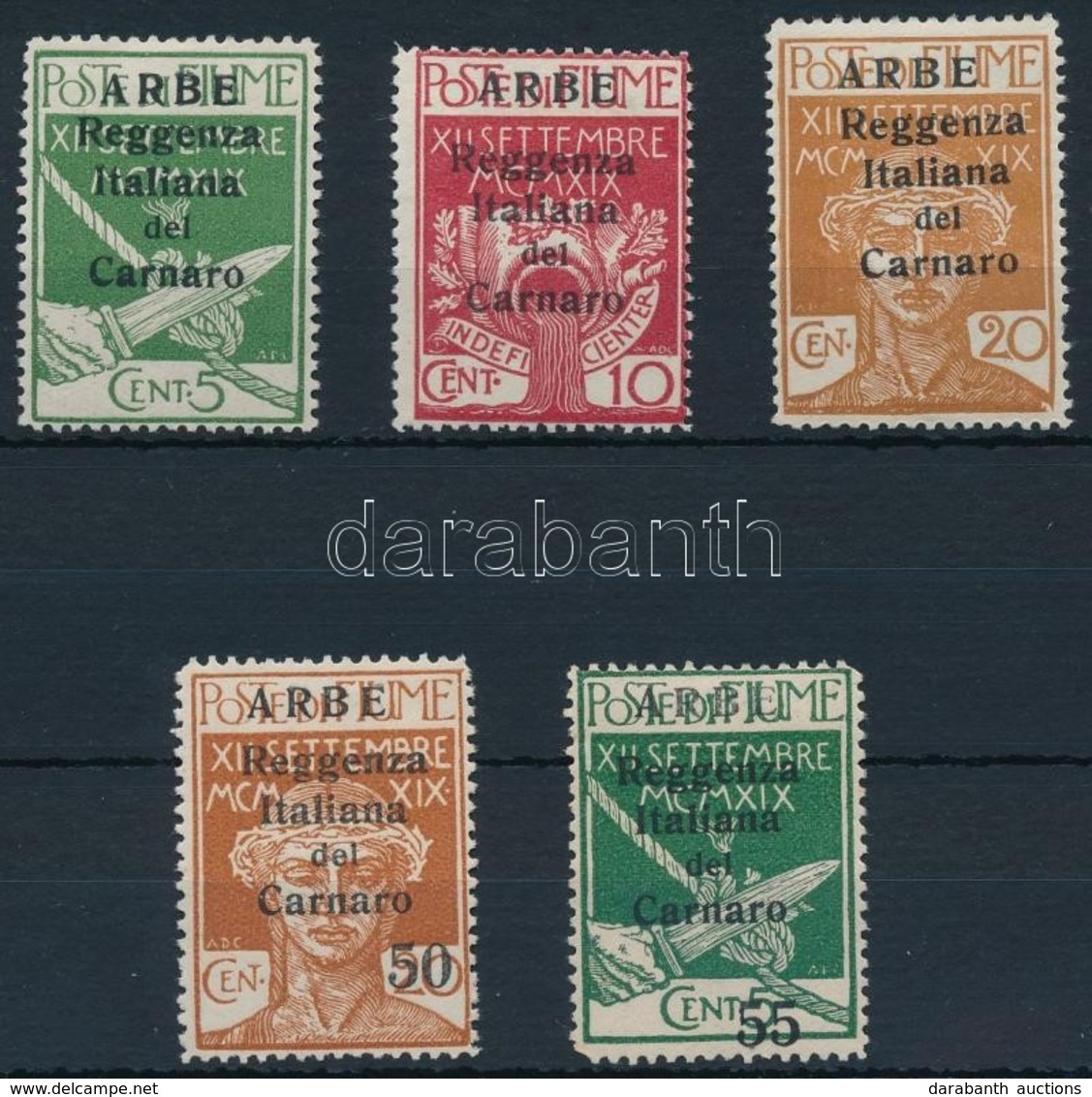 * Carnaro-sziget 1920 5 Klf Forgalmi Mi 20-22 I, 24-25 II - Autres & Non Classés