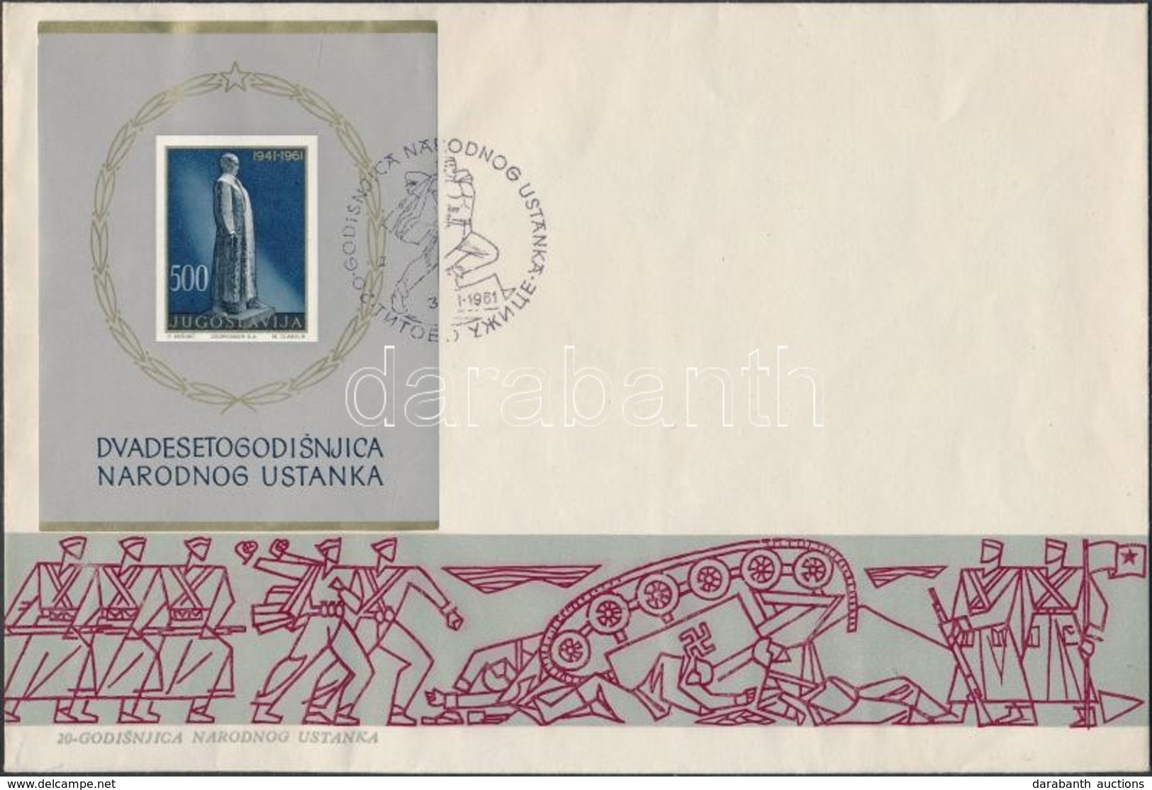 1961 Tito Blokk Mi 6 FDC-n - Sonstige & Ohne Zuordnung