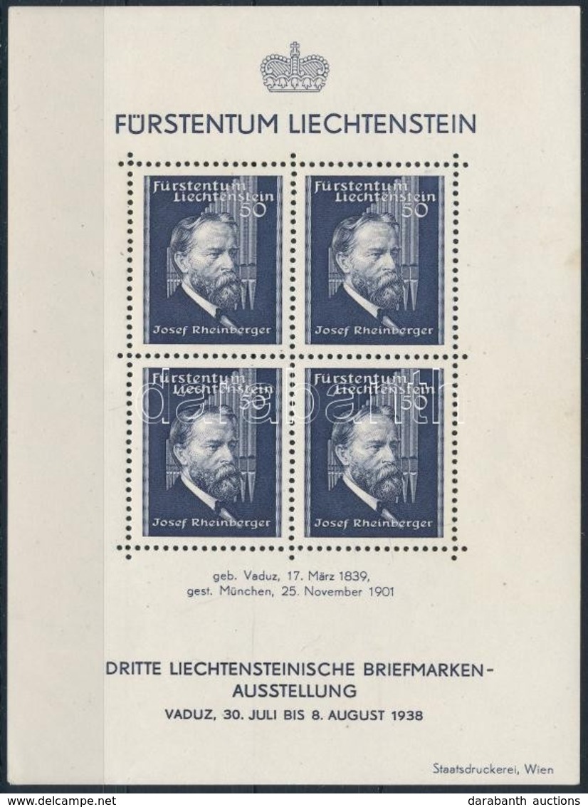 ** 1938 Josef Rheinberger Születésnapjának 100. évfordulója Blokk Mi 3 - Sonstige & Ohne Zuordnung