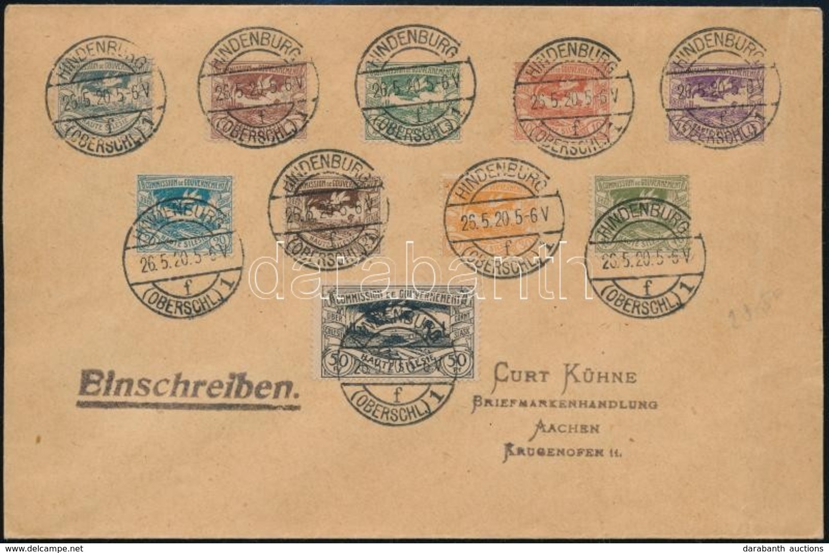 Oberschlesien 1920 Ajánlott Levél Aachenbe / Registered Cover To Germany - Autres & Non Classés