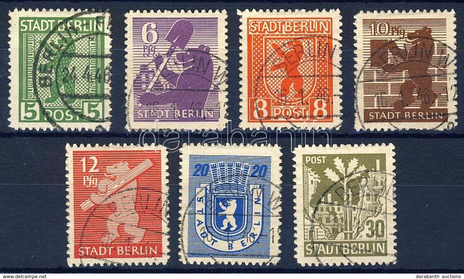 O 1945 Medve és Tölgy Sor Mi 1B-7B (Mi EUR 950.-) - Sonstige & Ohne Zuordnung