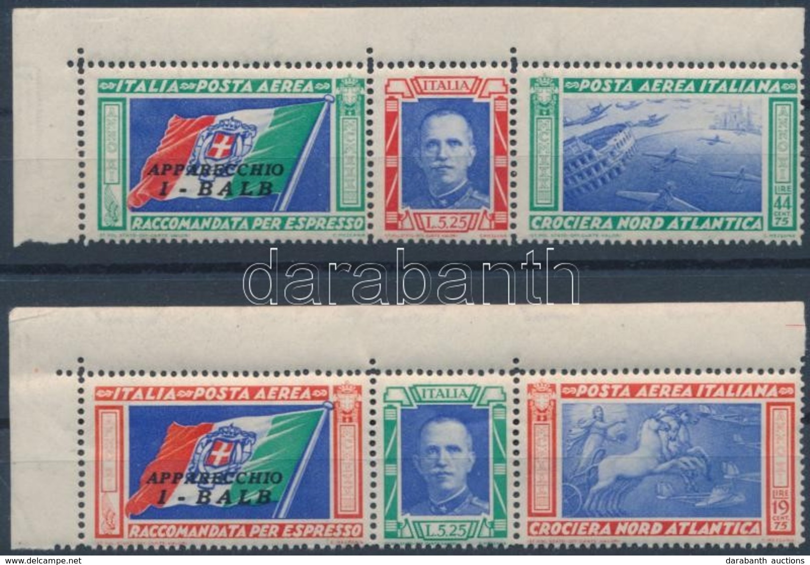 ** 1933 Róma-Chicago Repülés Mi 445-446 BALB Felirattal - Autres & Non Classés