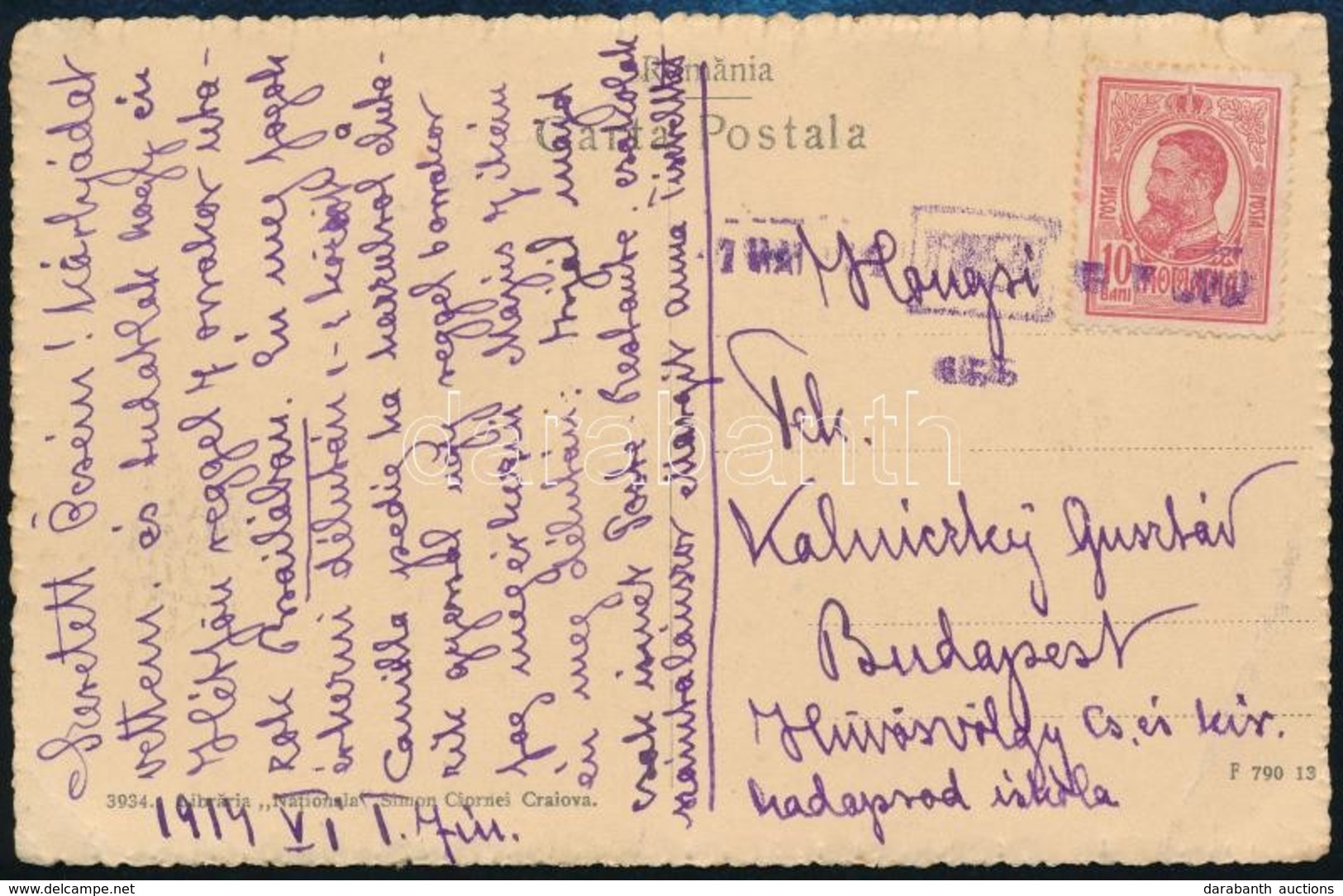 1914 Képeslap Vasúti Bélyegzéssel / Postcard With Railway Postmark To Hungary - Altri & Non Classificati