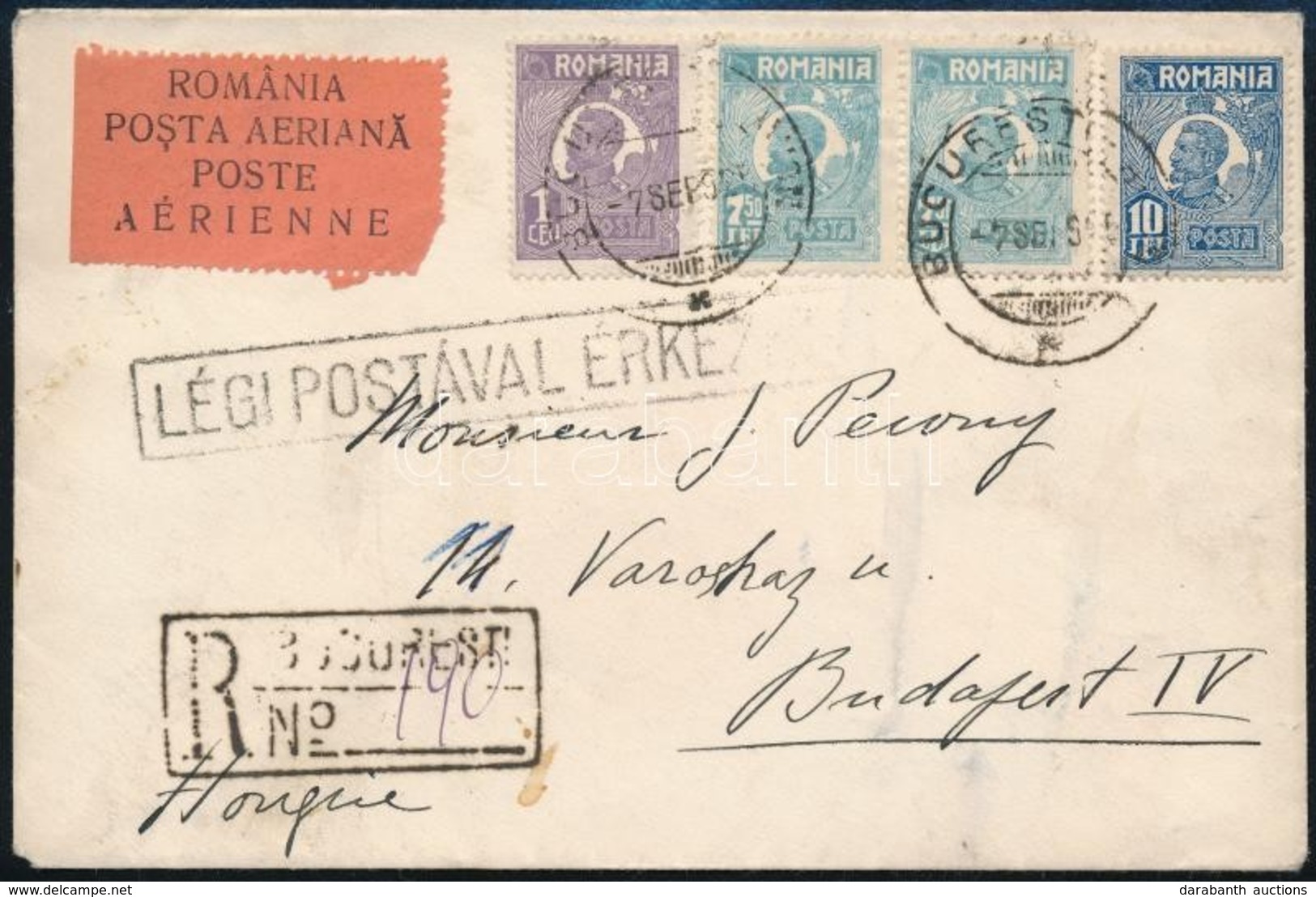 1925 Ajánlott Légi Levél Budapestre / Registered Airmail Cover To Budapest - Autres & Non Classés
