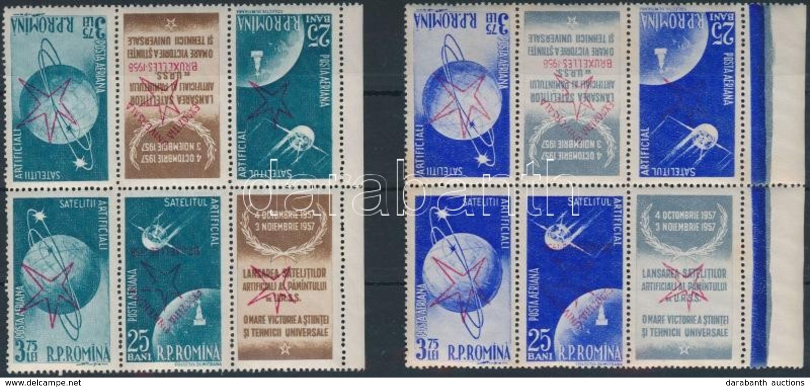 ** 1958 Űrkutatás Felülnyomott ívszéli Hatostömbök Mi 1717-1720 - Sonstige & Ohne Zuordnung