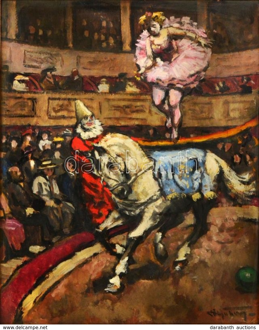 Pólya Tibor (1886-1937): Cirkuszi Mutatvány. Olaj, Karton, Jelzett, Hátoldalán Felirattal, 50×40 Cm - Other & Unclassified
