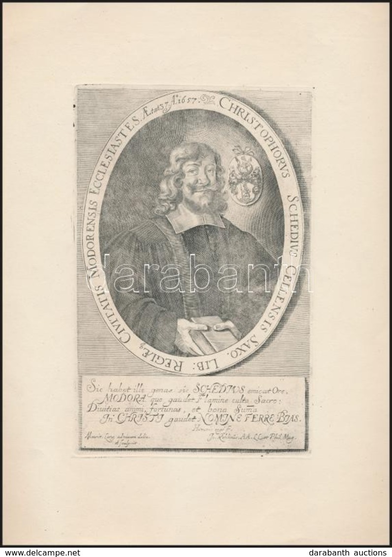 Schedius Kristóf, Modori (Pozsony Megye) Lelkész 1657-ben. Rézmetszet. / Copper Plate Engraving. 12x19 Cm - Estampes & Gravures