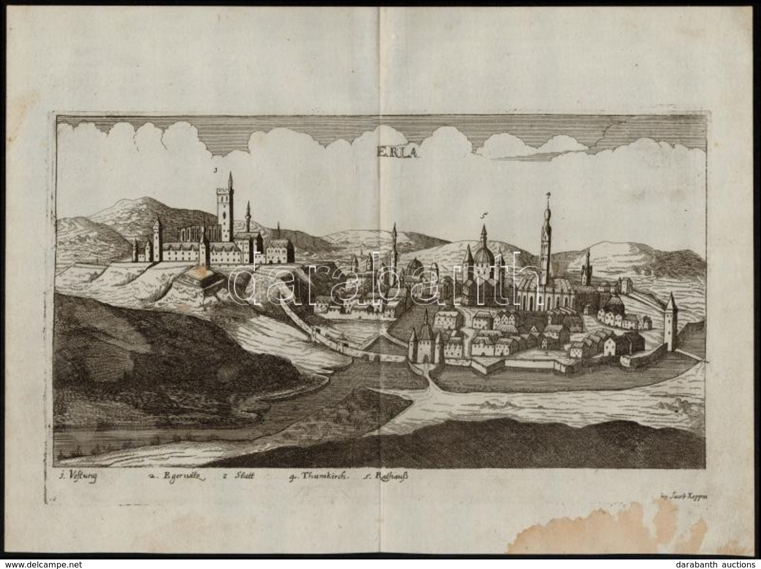 Eger - Erla Jacob Koppmayer, Rézmetszete. A Kép Alatt Jelmagyarázat. Megjelent: J. Ch. Wagner: Delineatio Provinciarum P - Estampes & Gravures