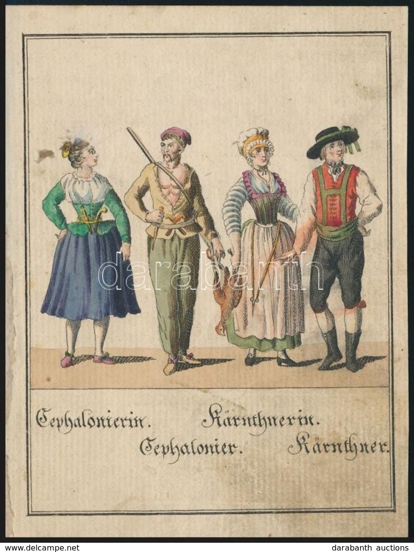 XIX. Sz. Eleje: Karintiaiak Sefalonierek. Kézzel Színezett Rézmetszet / Karinthians And Sephaloniers Hand Colored Copper - Estampes & Gravures