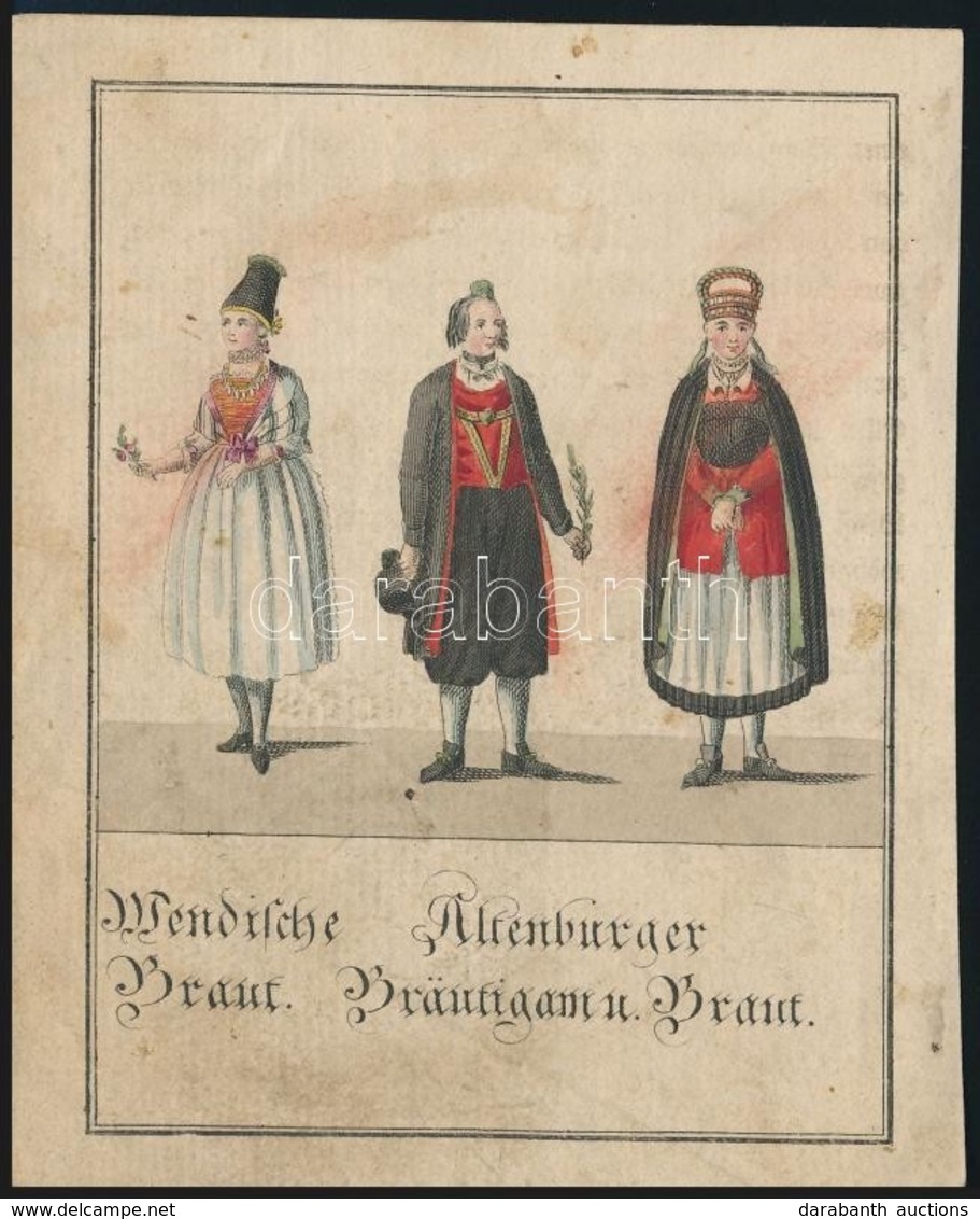 XIX. Sz. Eleje: Vendek, Altenburgiak. Kézzel Színezett Rézmetszet / Wends And Altenburgers. Hand Colored Copper Plate En - Stiche & Gravuren