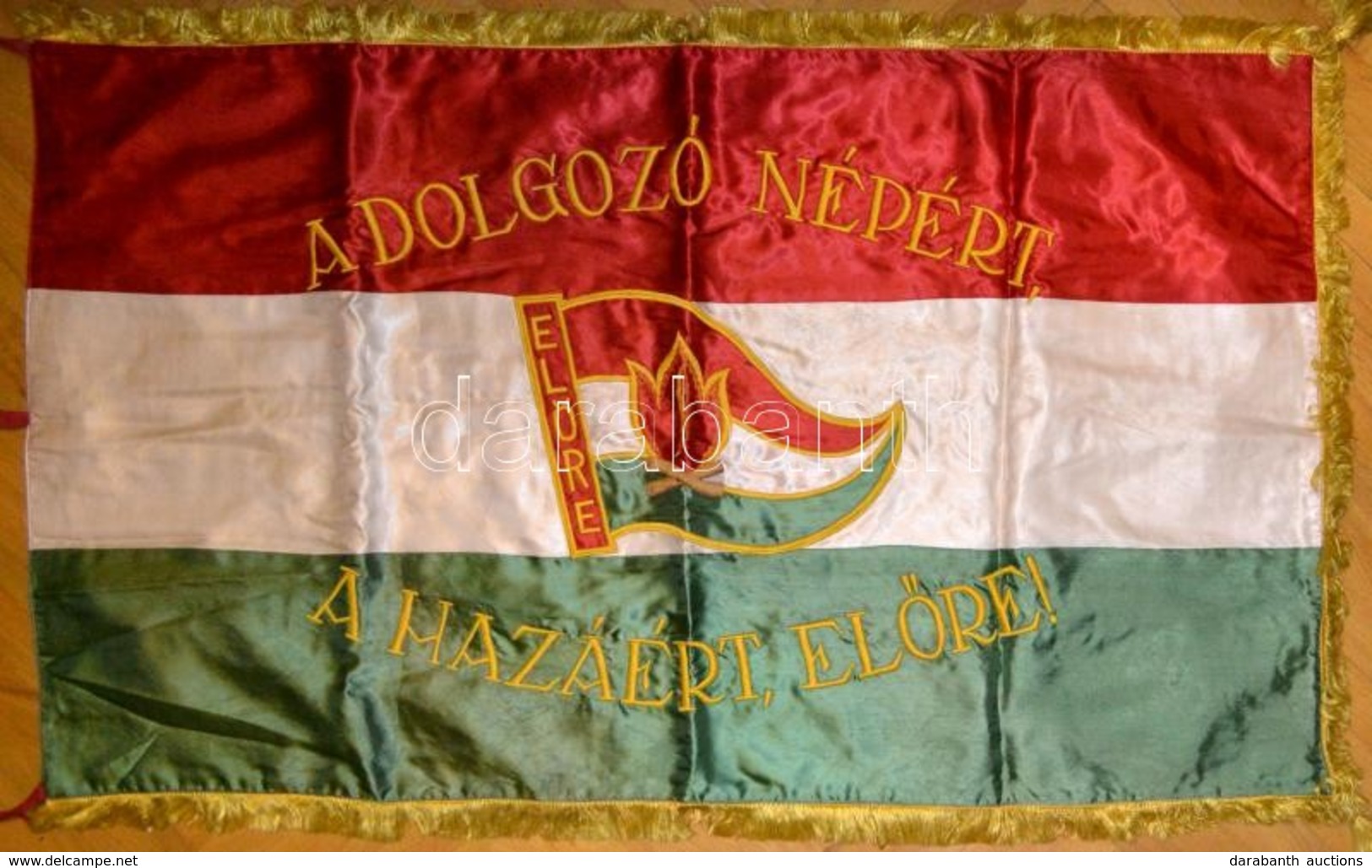 Cca 1970 A Dolgozó Népért, A Hazáért, Előre! József Attila úttörőcsapat Nagyméretű Selyem Zászlója. / Large Pioneer Flag - Sonstige & Ohne Zuordnung