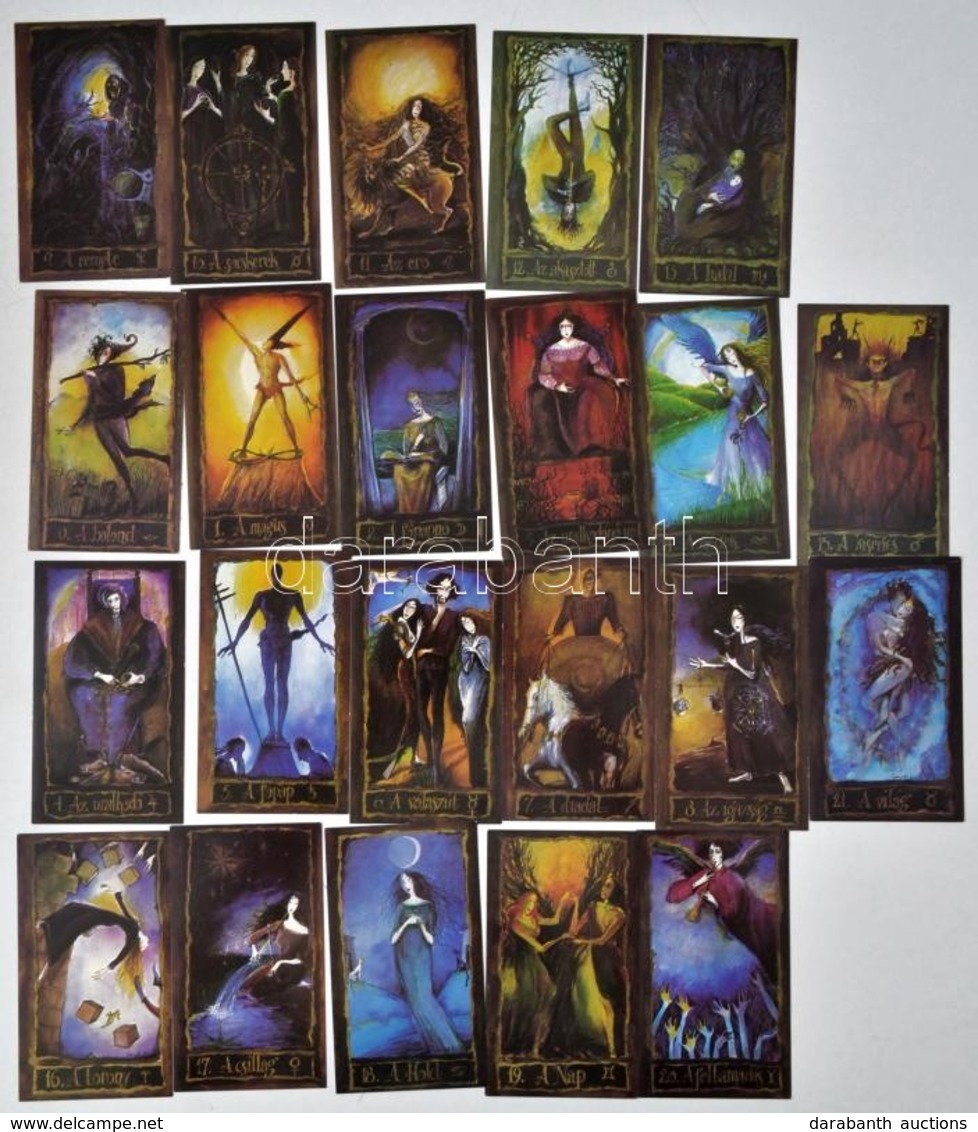 1990 22 Lapos Tarot Kártya, Leírással (Szabó Mária - Szegedi Katalin: A Tarot) - Sonstige & Ohne Zuordnung