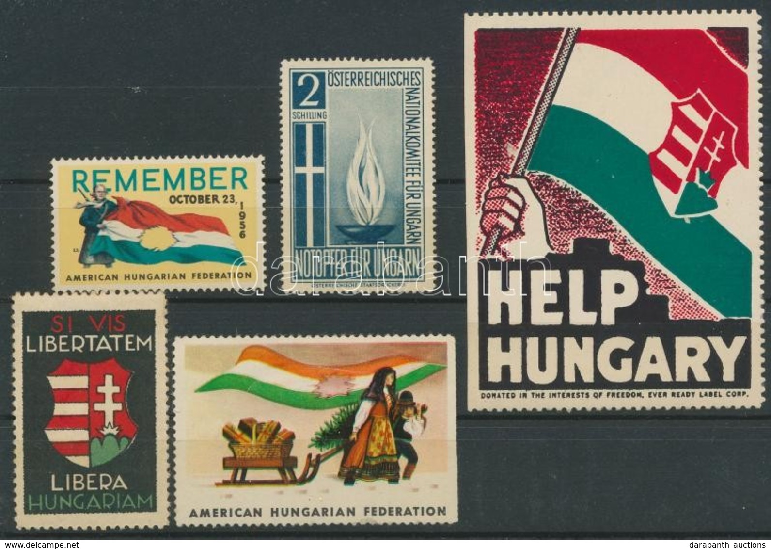 1956 Forradalommal Kapcsolatos Amerikai és Osztrák Levélzárók / Posters Stamps About The Hungarian Revolution - Ohne Zuordnung