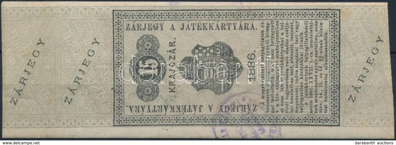 1986 15kr Kártyajegy, Kártya-zárjegy (Hodobay 4.) / 15kr Card Tax-stamp - Non Classés