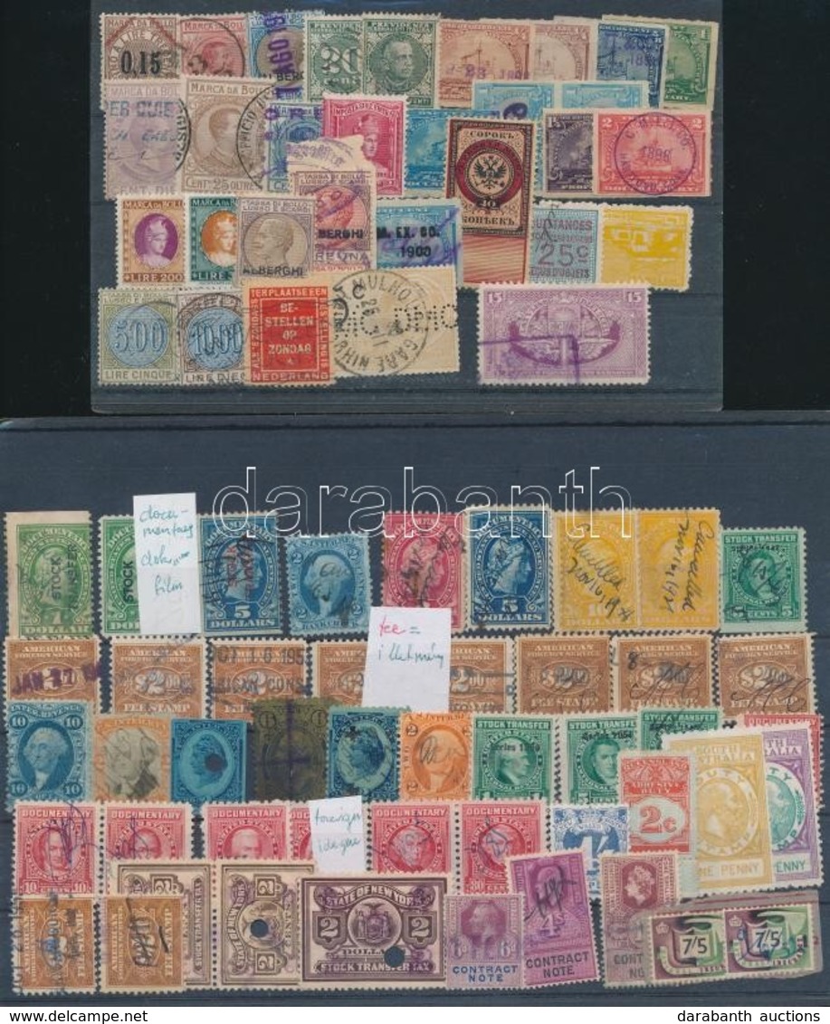 1890-től 110 Db Okmánybélyeg, Főleg Amerikai, 32 Db Perfin / 110 Fiscal Stamps, Mostly USA, 32 Perfin Stamps - Non Classés