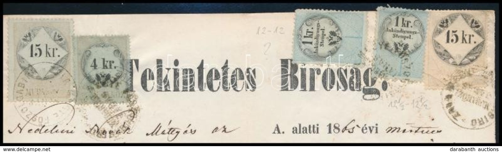 1865 Március. Bírói Végrehajtás Elrendeleésének Kérelme. 4 Oldalas Teljes Okmány, Rajta 1863 4kr (MBK 81a) (280 000) + 1 - Ohne Zuordnung