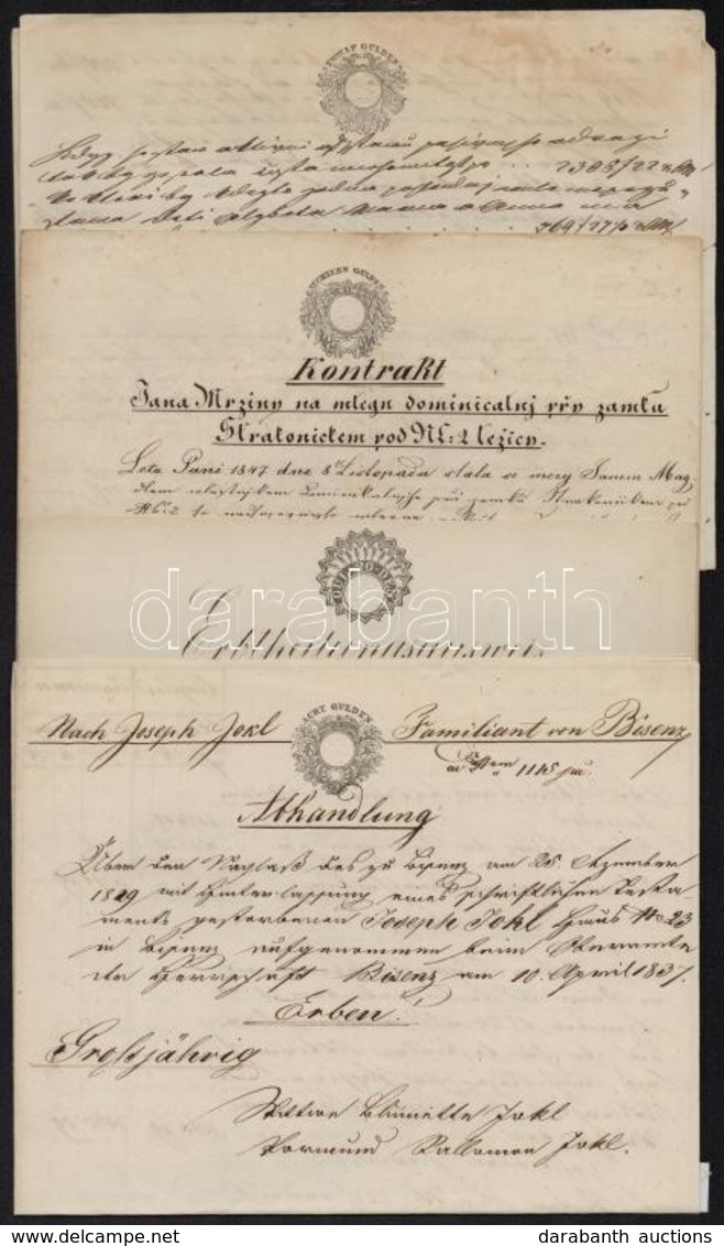 1840 7 Db Okmány Guldenes Szignettákkal 3G; 4G; 6G; 8G; 12G; 16G; 20G / 7 Documents With 1840 Signettas Used In Hungary - Non Classés