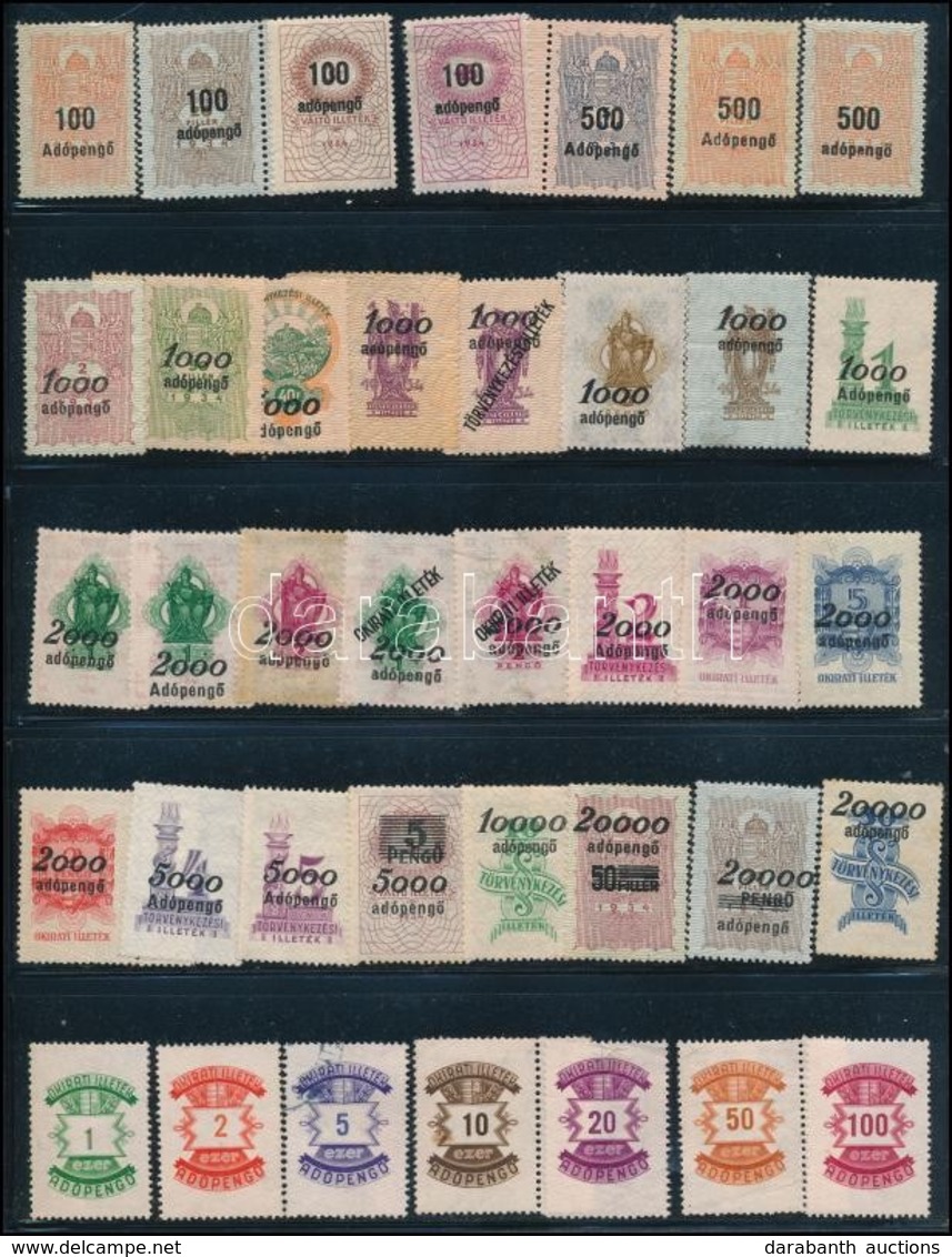 1946 38 Klf Adópengő Névértékű Okmánybélyeg / 38 Different Fiscal Stamps - Non Classés