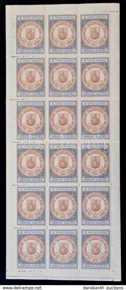 ** 1922 Zalaegerszeg 1 Aranykorona 18-as Teljes ív (72.000) / Complete Sheet Of 18 - Non Classés