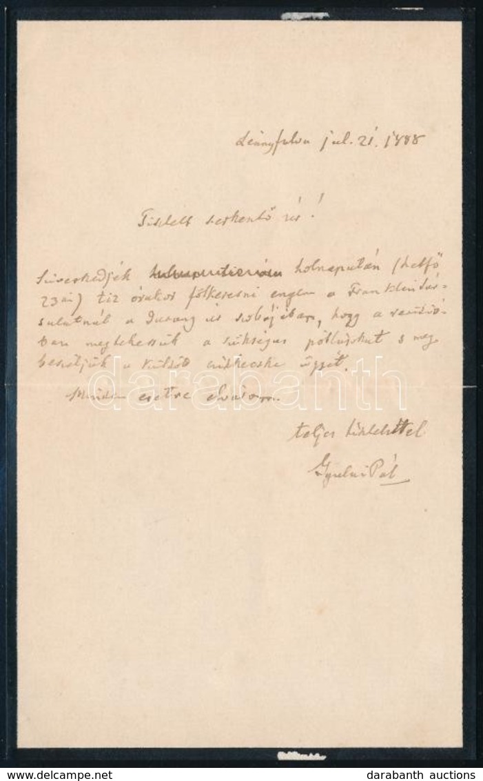 1888 Leányfalu, Gyulai Pál (1926-1909) Irodalomtörténész Kézzel írt, Azonosítatlan Szerkesztőhöz Címzett Levele Kötetsze - Zonder Classificatie