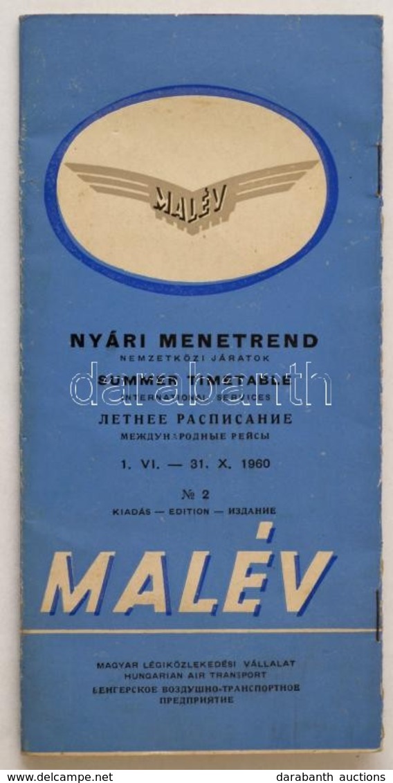 1960 Malév Nyári Menetrendfüzet, árakkal, Időpontokkal - Sonstige & Ohne Zuordnung