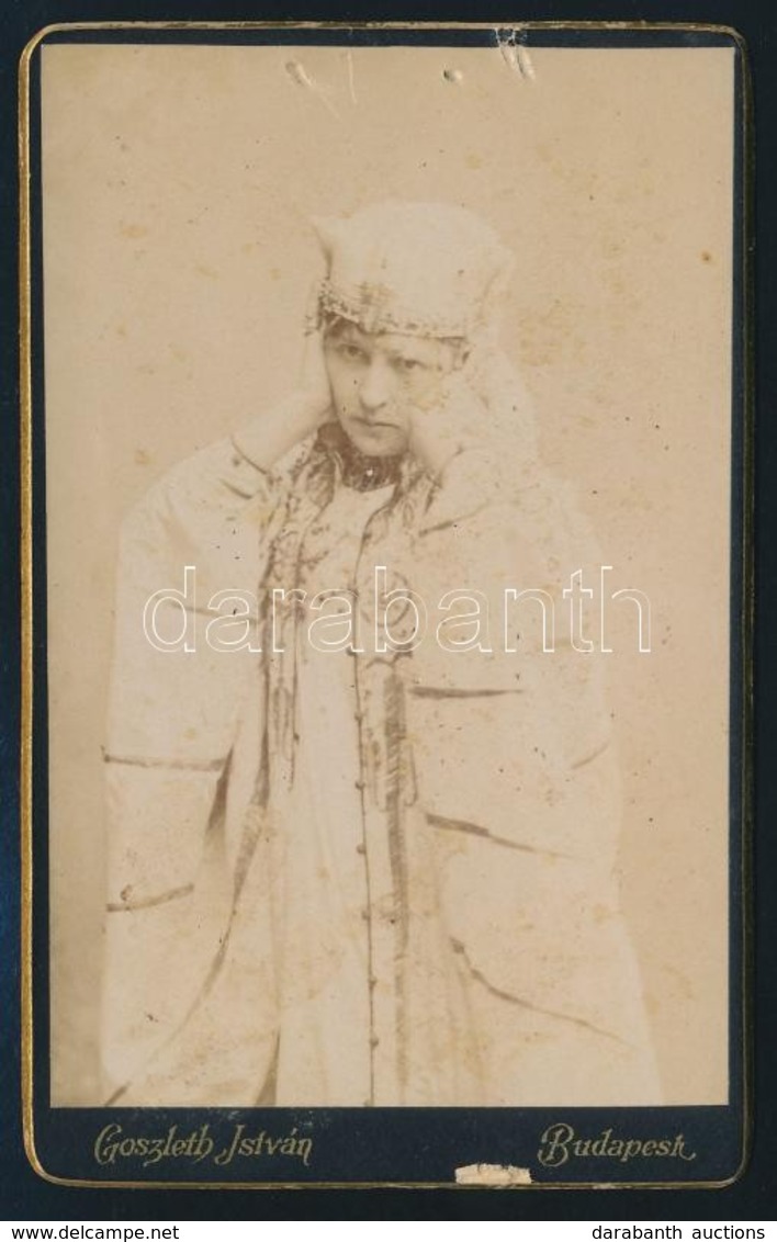 Jászai Mari (1850-1926) Színésznő Vizitkártya Méretű Fotója Goszleth István Műterméből. 6,5x11 Cm - Sonstige & Ohne Zuordnung