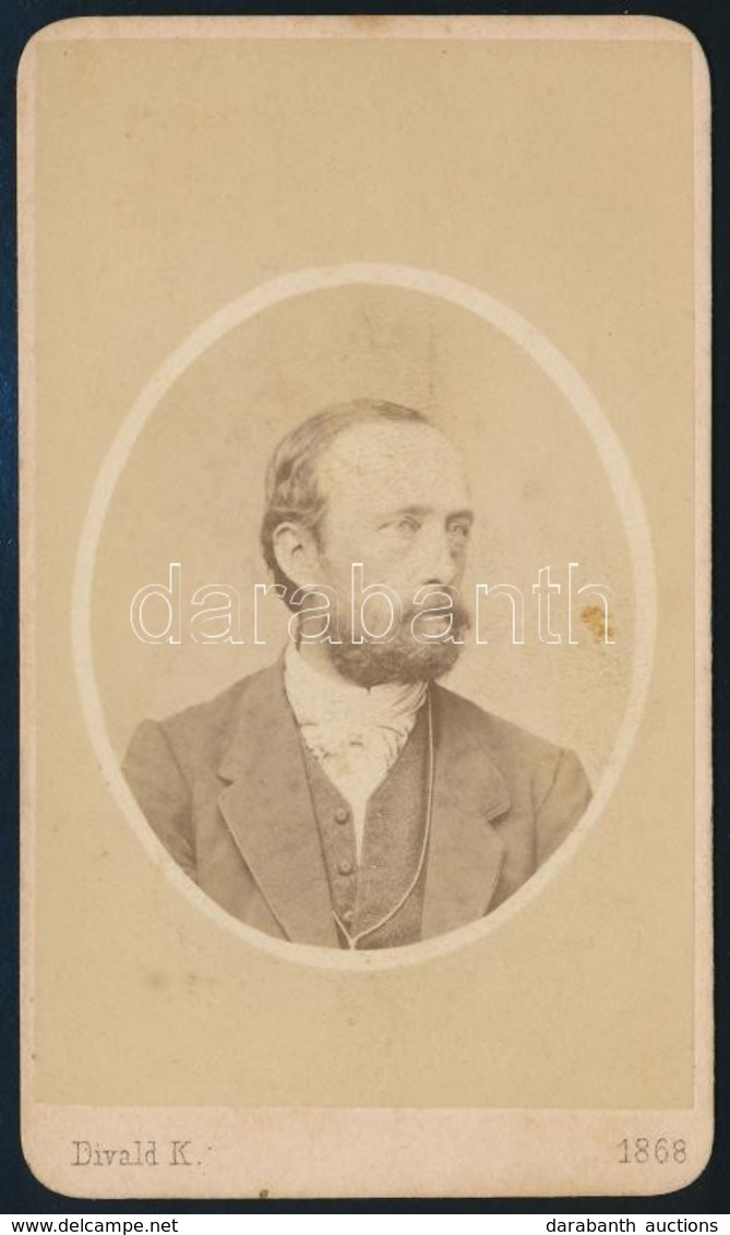 Divald Adolf (1828-1891) Erdőmérnök, Tudományszervező. Divald Károly Fotója. 6x10,5 Cm - Autres & Non Classés