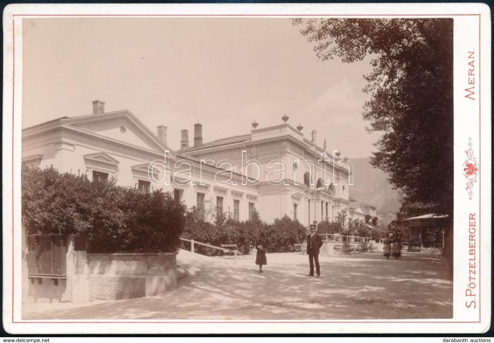 Cca 1890 Merano (Meran, Dél-Tirol), Kurhaus (szanatórium), Keményhátú Fotó S. Pötzelberger Műterméből, Szép állapotban,  - Sonstige & Ohne Zuordnung