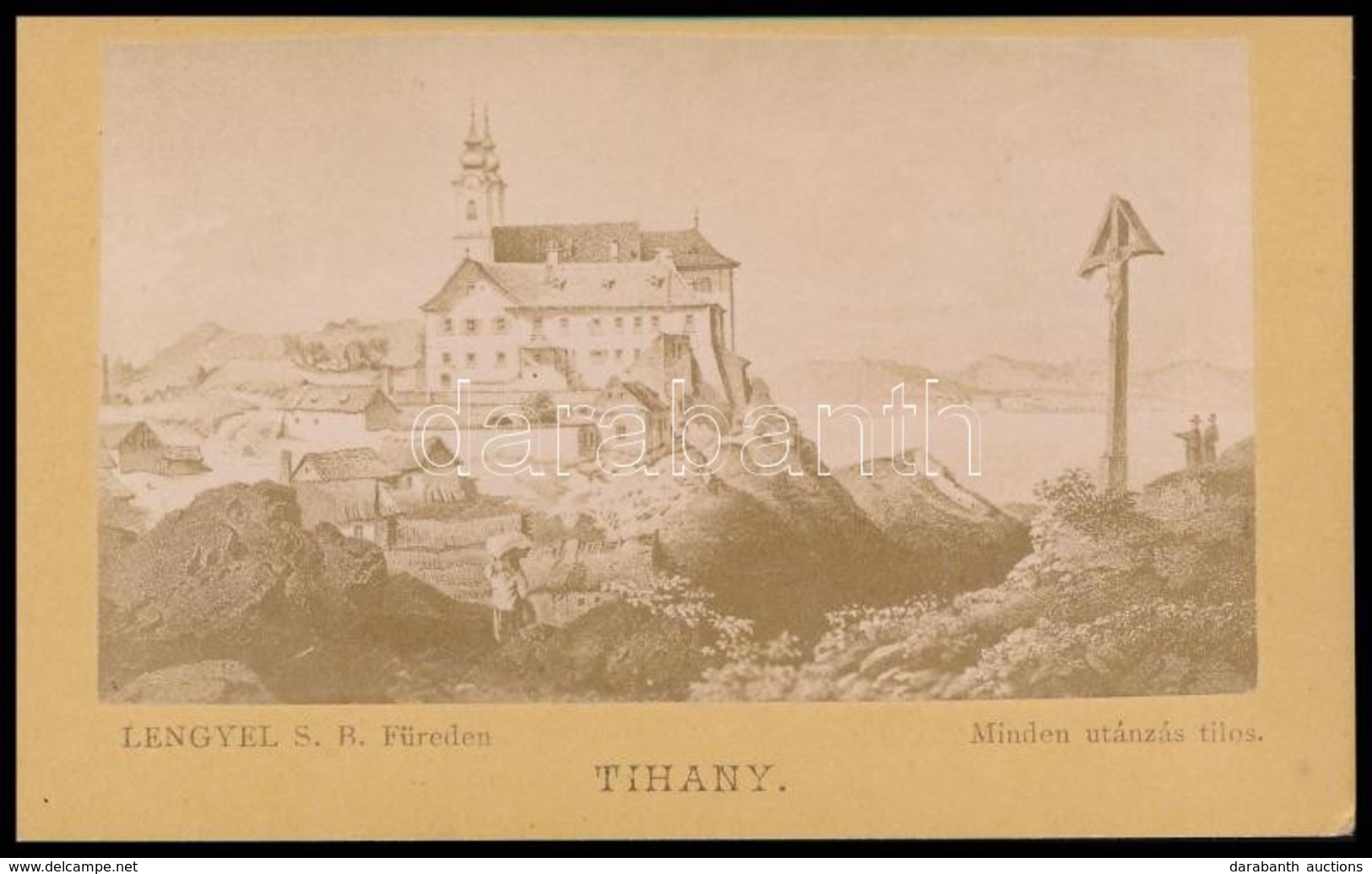 Cca 1870 Tihany Látképe, Fénynyomat Lengyel S. Balatonfüredi Műterméből, 6,5×10,5 Cm - Autres & Non Classés