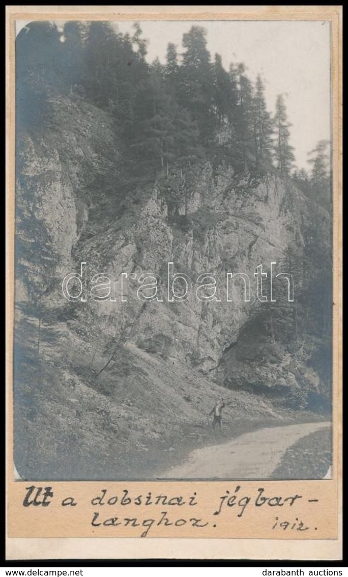 1912 Út A Dobsinai Jégbarlanghoz, Keményhátú Fotó, Feliratozva, 13×8 Cm /
1912 The Road To The Dobšinská Ice Cave, Photo - Sonstige & Ohne Zuordnung