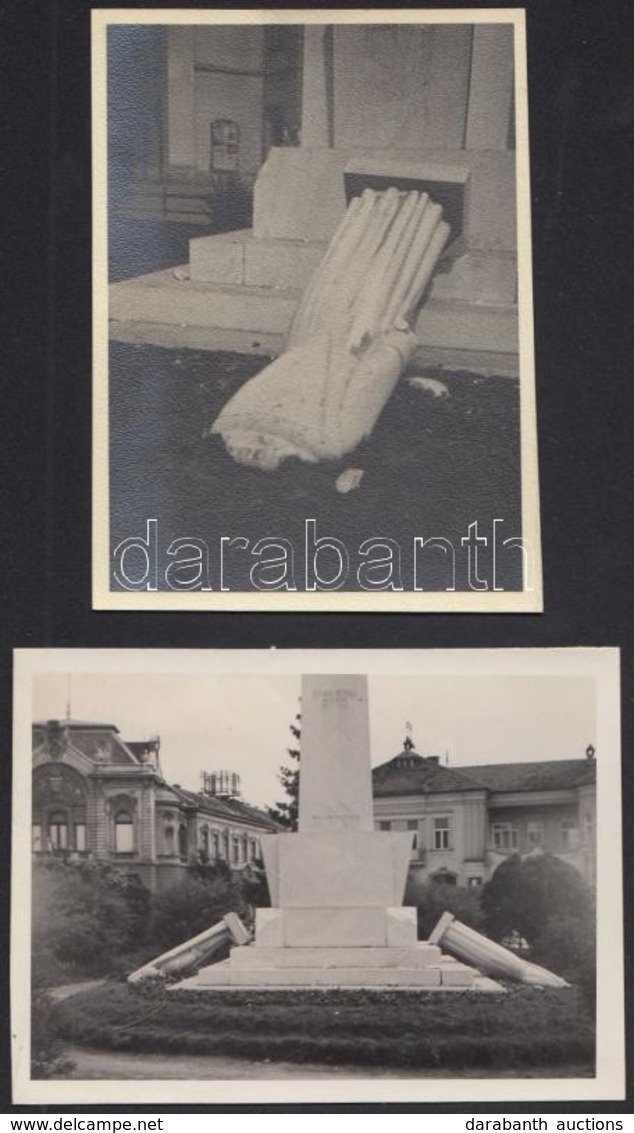 1941 Szabadka, Jovan Nenad Ledöntött Szobra, 2 Db Fotó, Hátoldalon Feliratozva, 8,5×6 Cm / Subotica, Demolished Statue O - Sonstige & Ohne Zuordnung