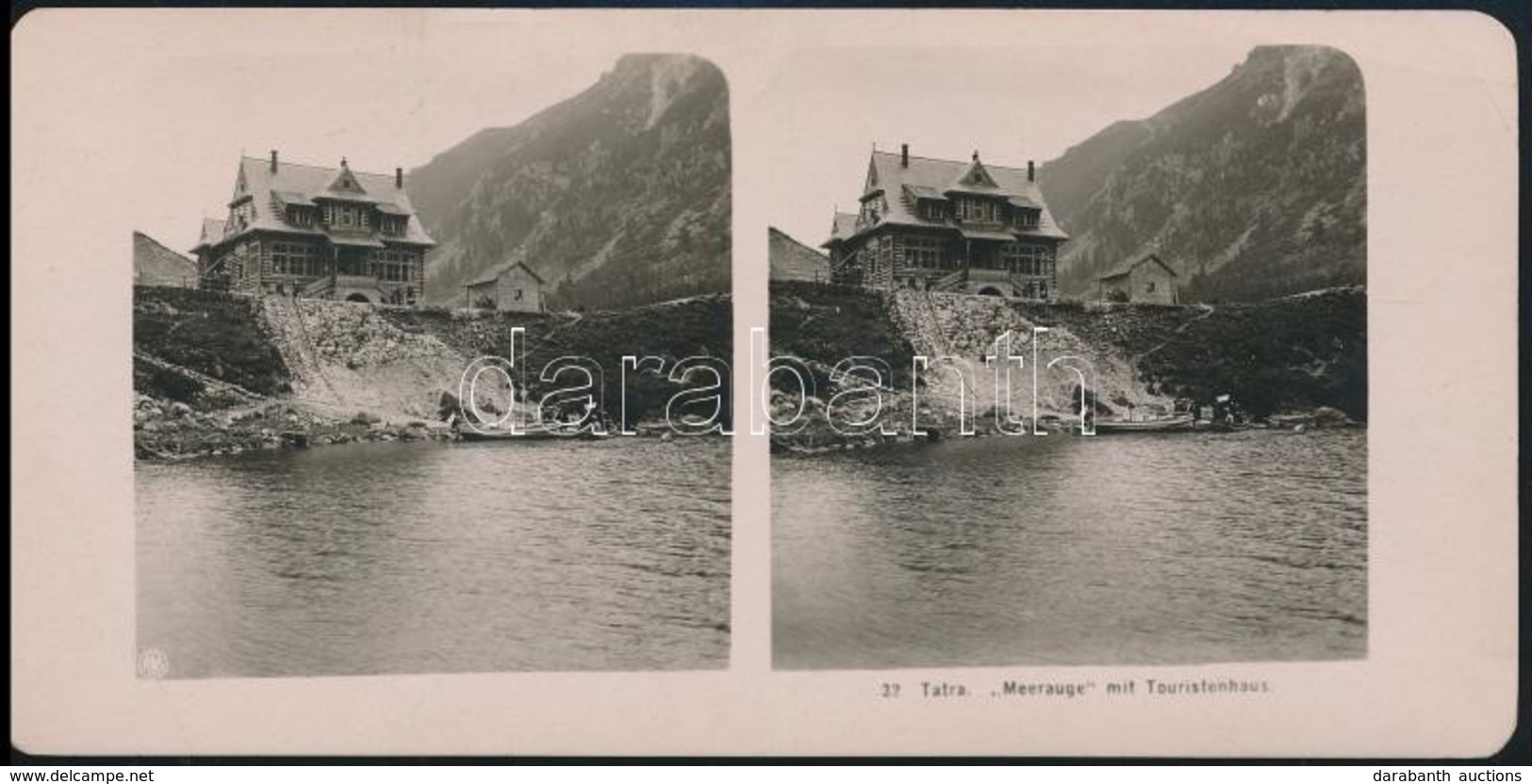 Cca 1900 Tátra, A Halastavi Turistaház, Neue Photographische Gesellschaft Sztereofotó, 9×18 Cm /
Cca 1900 Tatra Mountain - Sonstige & Ohne Zuordnung